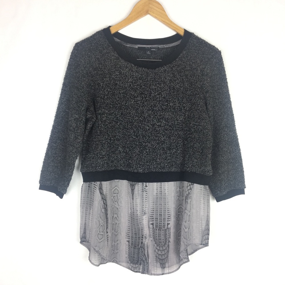 Elie Tahari Women’s Sweater Sheer Shirt Bl/Gry S